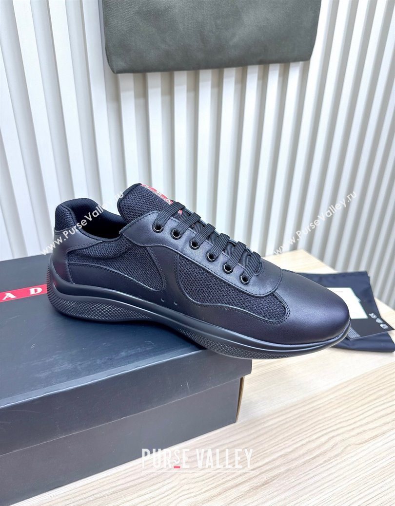 Prada Mens Americas Cup Bike Calf Leather and Fabric Sneakers Black 2025 3E6420 (MD-251027119)
