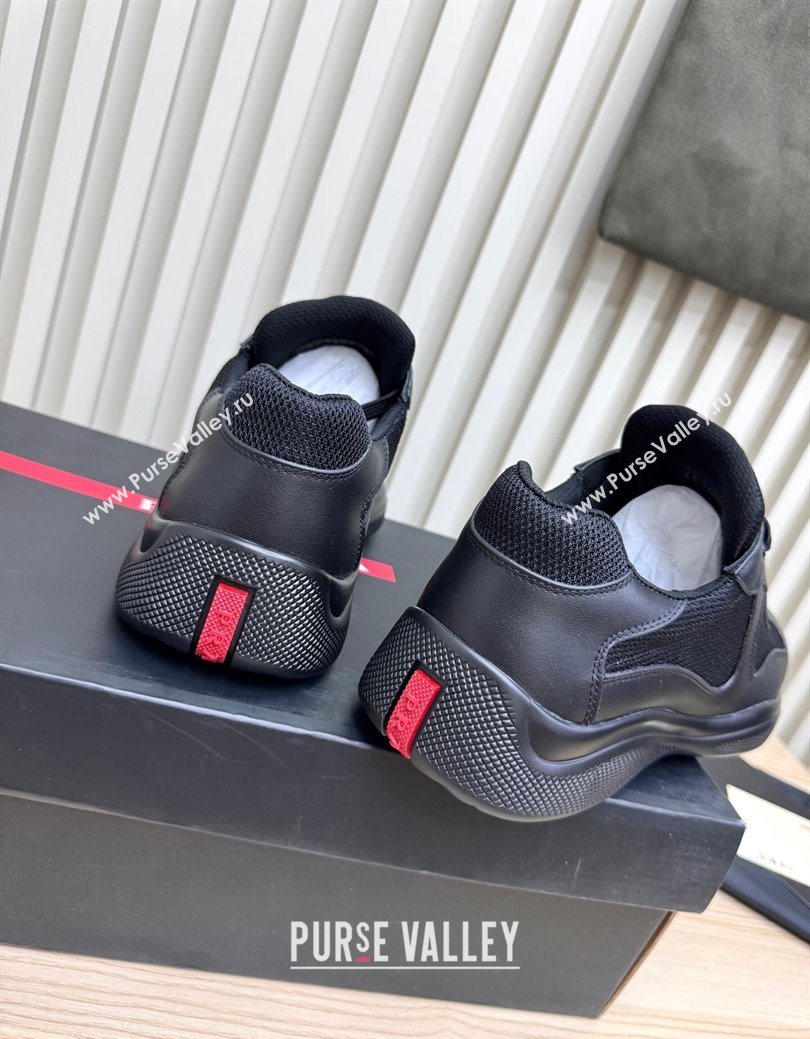 Prada Mens Americas Cup Bike Calf Leather and Fabric Sneakers Black 2025 3E6420 (MD-251027119)