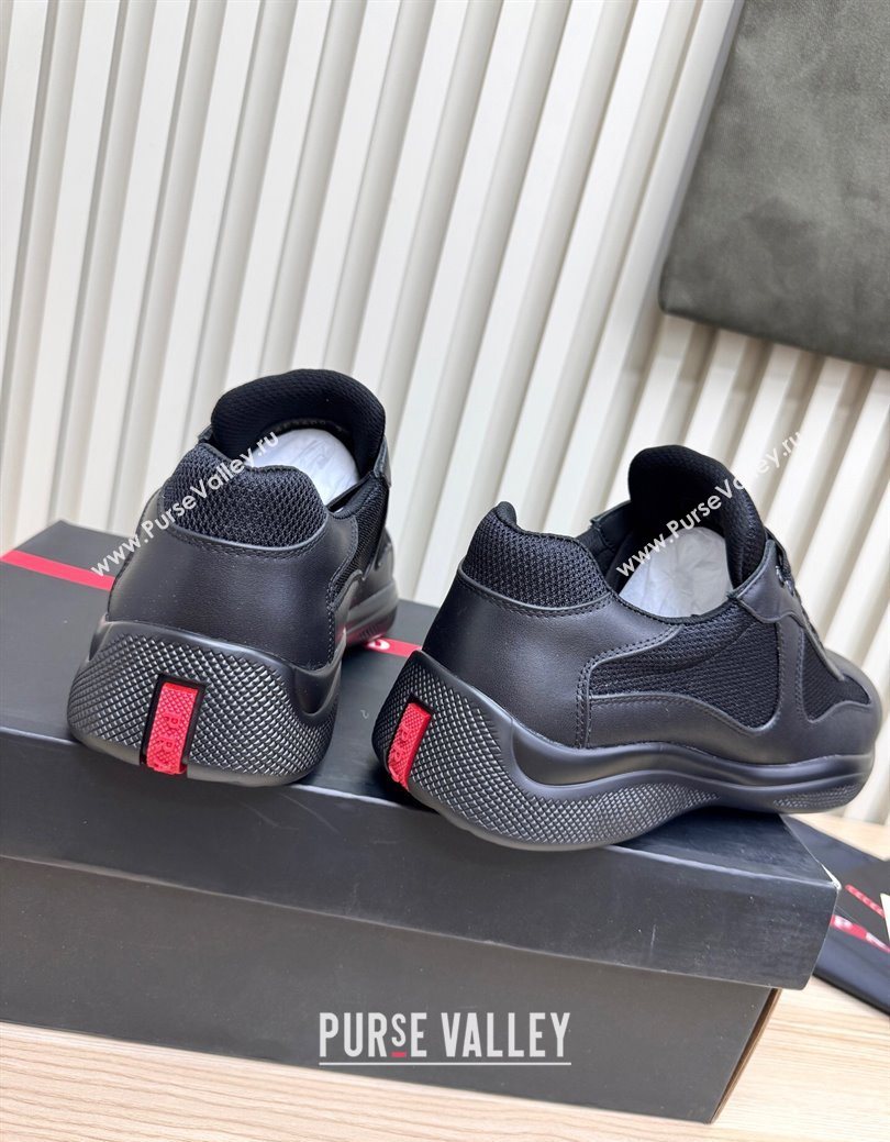 Prada Mens Americas Cup Bike Calf Leather and Fabric Sneakers Black 2025 3E6420 (MD-251027119)