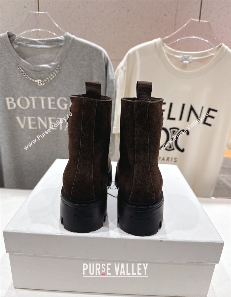 Prada Suede Platform Booties 5cm with Zip Dark Brown 2025 1T328O (MD-251027058)