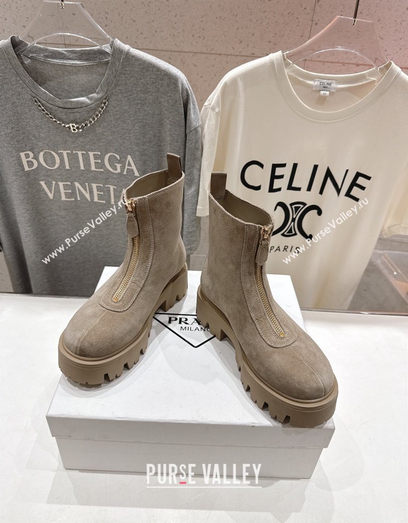 Prada Suede Platform Booties 5cm with Zip Grey 2025 1T328O (MD-251027059)