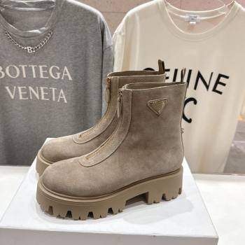 Prada Suede Platform Booties 5cm with Zip Grey 2025 1T328O (MD-251027059)