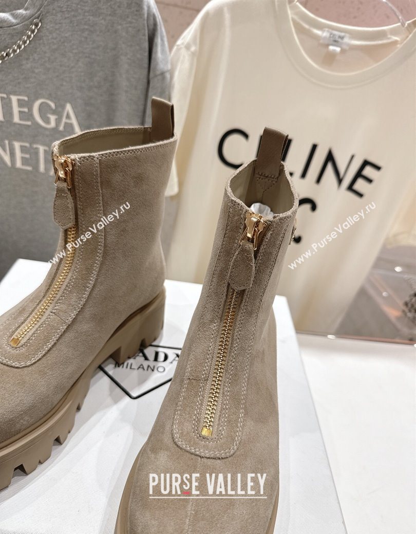 Prada Suede Platform Booties 5cm with Zip Grey 2025 1T328O (MD-251027059)