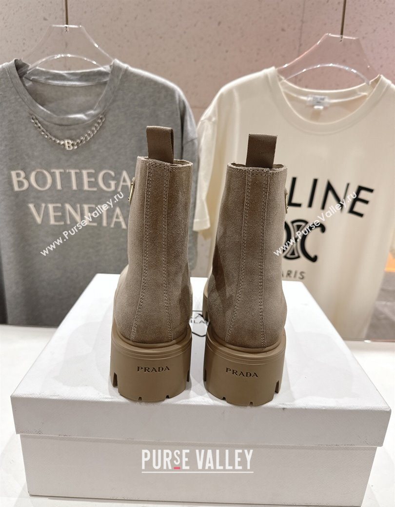 Prada Suede Platform Booties 5cm with Zip Grey 2025 1T328O (MD-251027059)