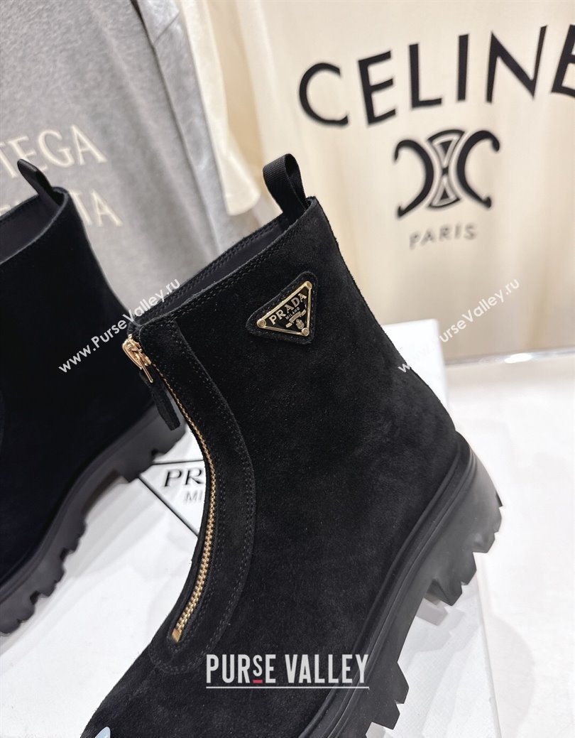 Prada Suede Platform Booties 5cm with Zip Black 2025 1T328O (MD-251027060)