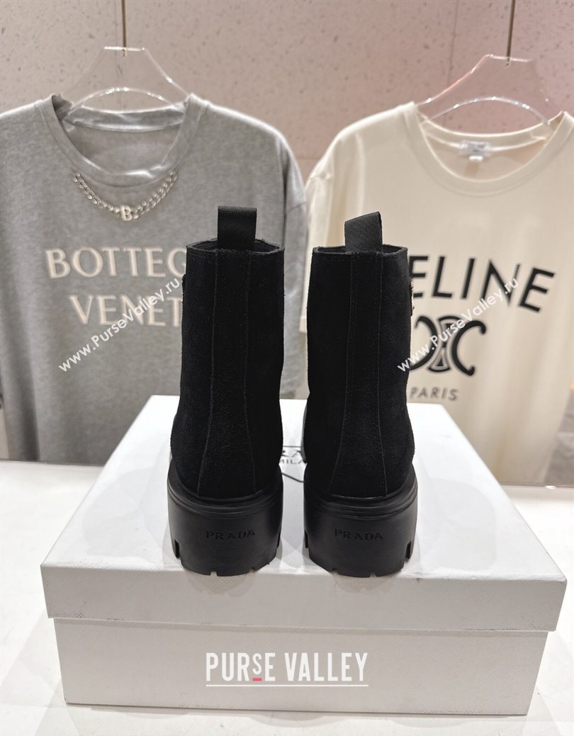 Prada Suede Platform Booties 5cm with Zip Black 2025 1T328O (MD-251027060)