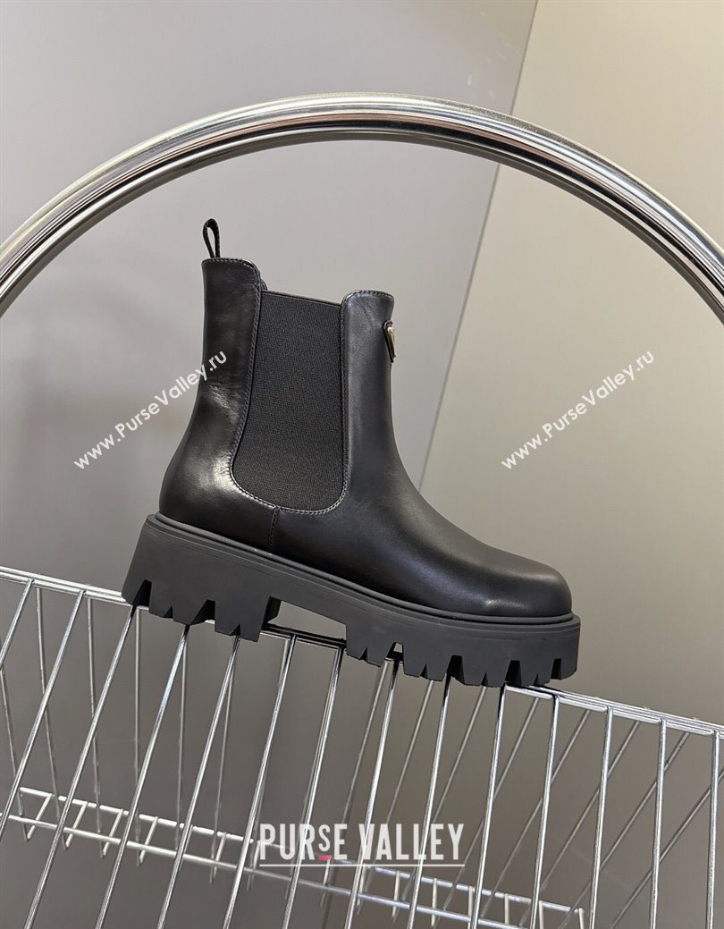 Prada Shiny Leather Platform Ankle Boots 5cm Black 2025 1T186O (MD-251027082)