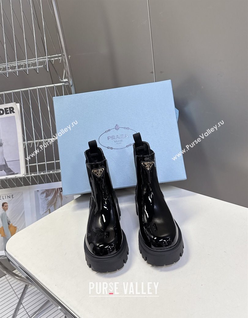 Prada Patent Leather Platform Ankle Boots 5cm Black 2025 1T186O (MD-251027083)