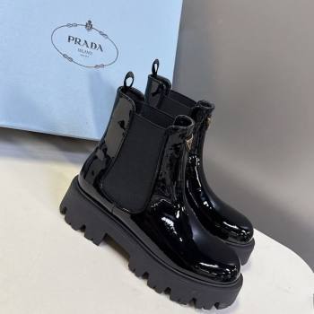 Prada Patent Leather Platform Ankle Boots 5cm Black 2025 1T186O (MD-251027083)