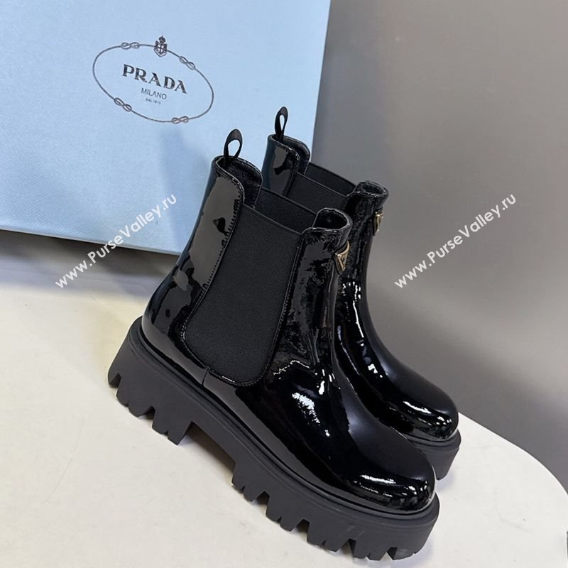 Prada Patent Leather Platform Ankle Boots 5cm Black 2025 1T186O (MD-251027083)
