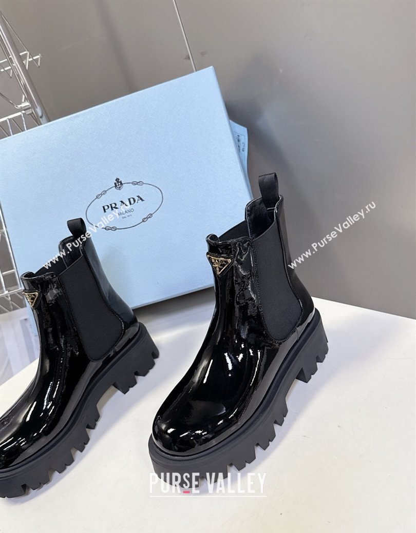 Prada Patent Leather Platform Ankle Boots 5cm Black 2025 1T186O (MD-251027083)