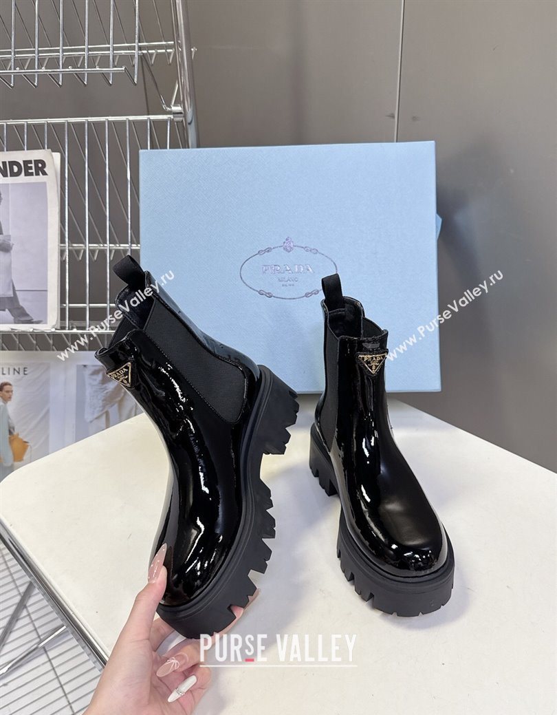 Prada Patent Leather Platform Ankle Boots 5cm Black 2025 1T186O (MD-251027083)