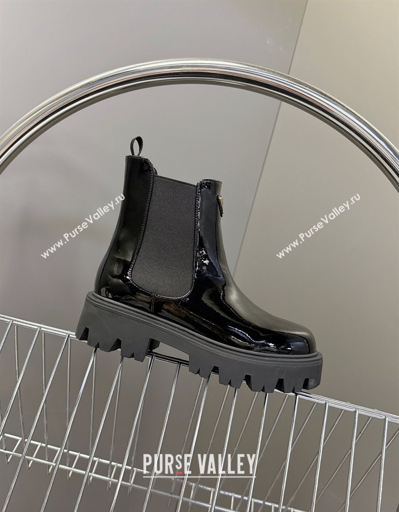 Prada Patent Leather Platform Ankle Boots 5cm Black 2025 1T186O (MD-251027083)