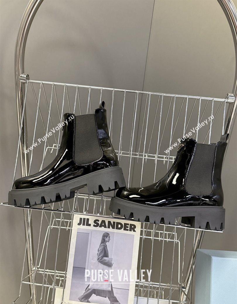 Prada Patent Leather Platform Ankle Boots 5cm Black 2025 1T186O (MD-251027083)