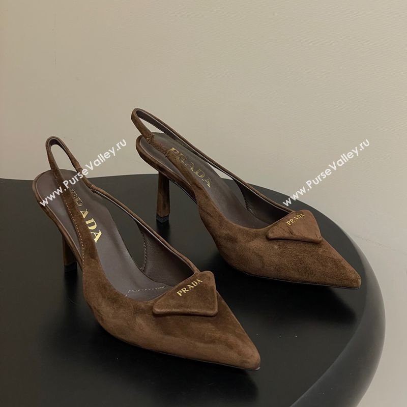 Prada Suede Slingback Pumps 7.5cm Brown2 2025 1I901M (MD-251027036)