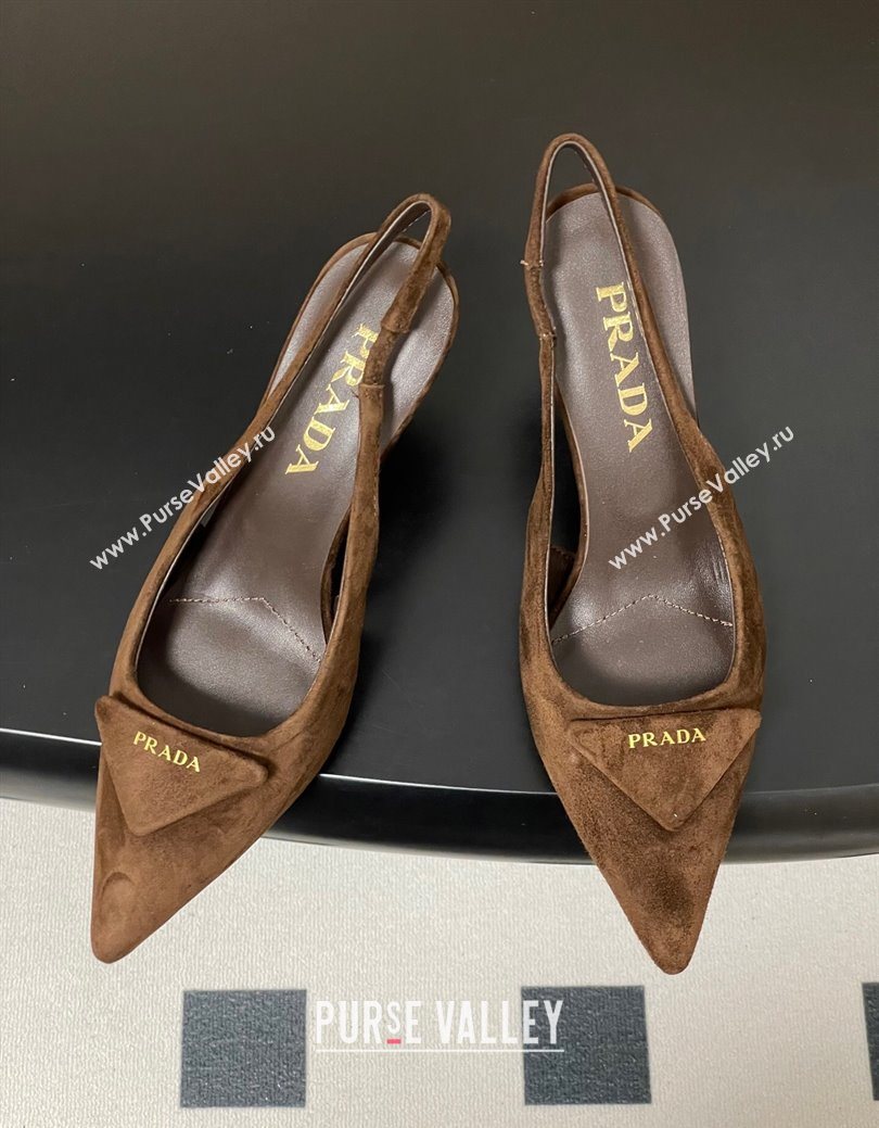 Prada Suede Slingback Pumps 7.5cm Brown2 2025 1I901M (MD-251027036)