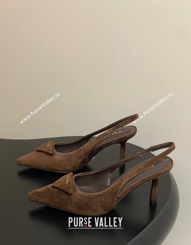 Prada Suede Slingback Pumps 7.5cm Brown2 2025 1I901M (MD-251027036)