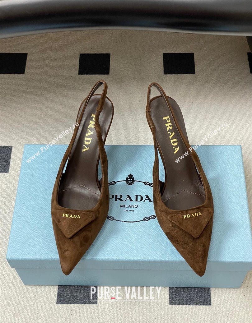 Prada Suede Slingback Pumps 7.5cm Brown2 2025 1I901M (MD-251027036)