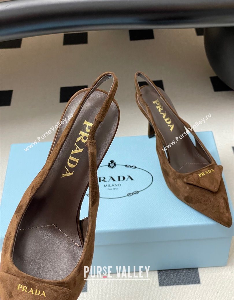 Prada Suede Slingback Pumps 7.5cm Brown2 2025 1I901M (MD-251027036)