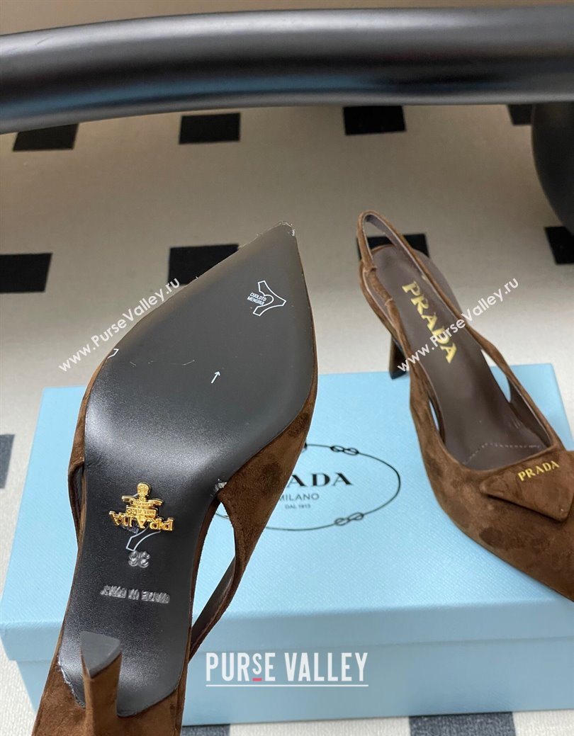 Prada Suede Slingback Pumps 7.5cm Brown2 2025 1I901M (MD-251027036)