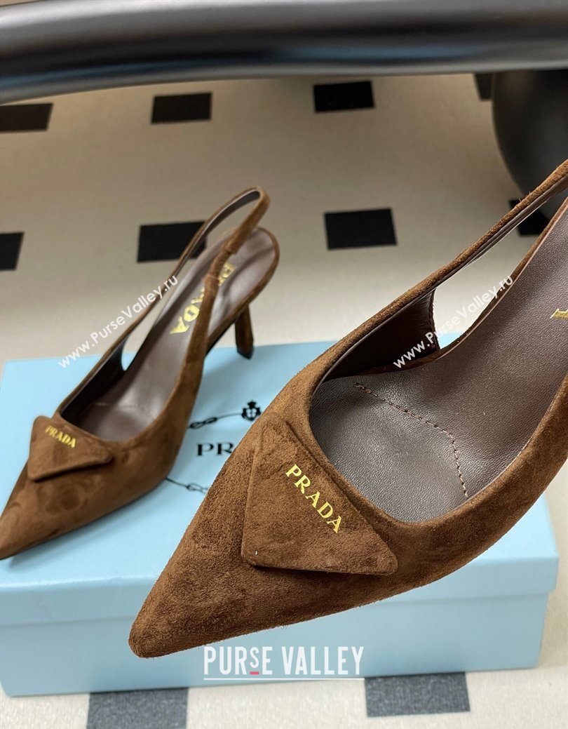 Prada Suede Slingback Pumps 7.5cm Brown2 2025 1I901M (MD-251027036)