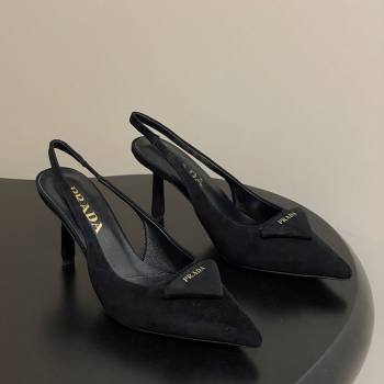 Prada Suede Slingback Pumps 7.5cm Black 2025 1I901M (MD-251027035)