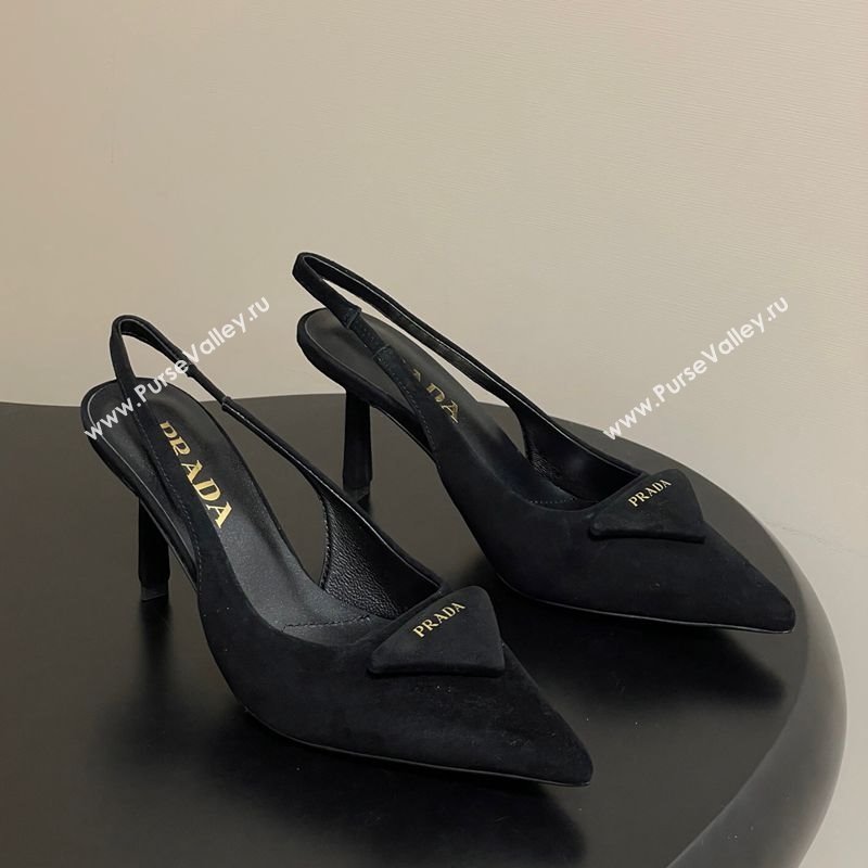 Prada Suede Slingback Pumps 7.5cm Black 2025 1I901M (MD-251027035)