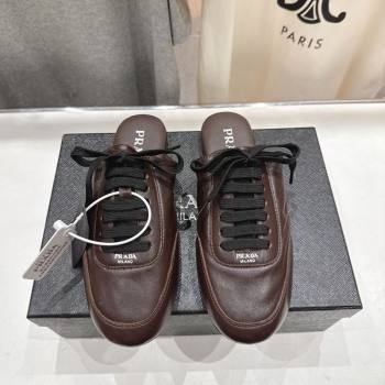 Prada Collapse Nappa Leather Lace-up Flat Mules Brown 2025 1E989N (MD-251027032)