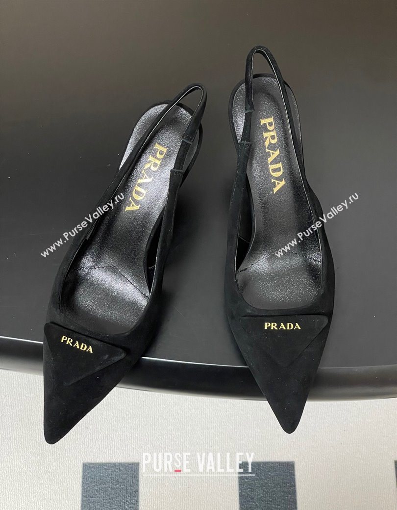 Prada Suede Slingback Pumps 7.5cm Black 2025 1I901M (MD-251027035)