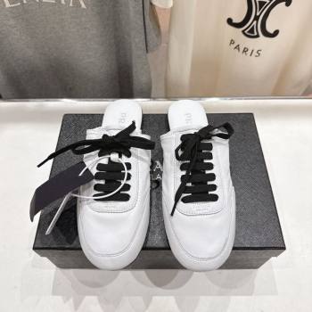Prada Collapse Nappa Leather Lace-up Flat Mules White 2025 1E989N (MD-251027033)