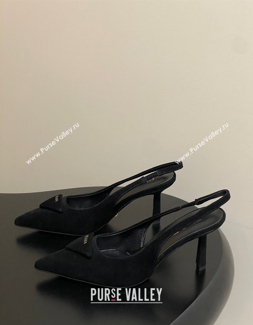 Prada Suede Slingback Pumps 7.5cm Black 2025 1I901M (MD-251027035)