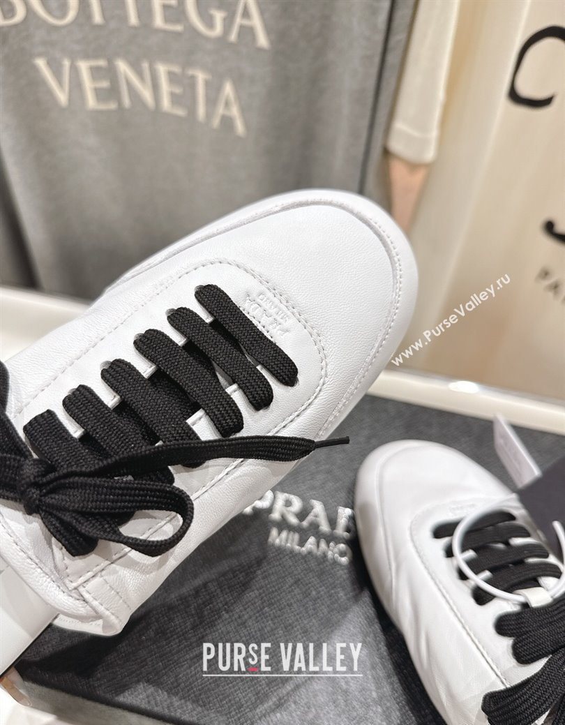 Prada Collapse Nappa Leather Lace-up Flat Mules White 2025 1E989N (MD-251027033)