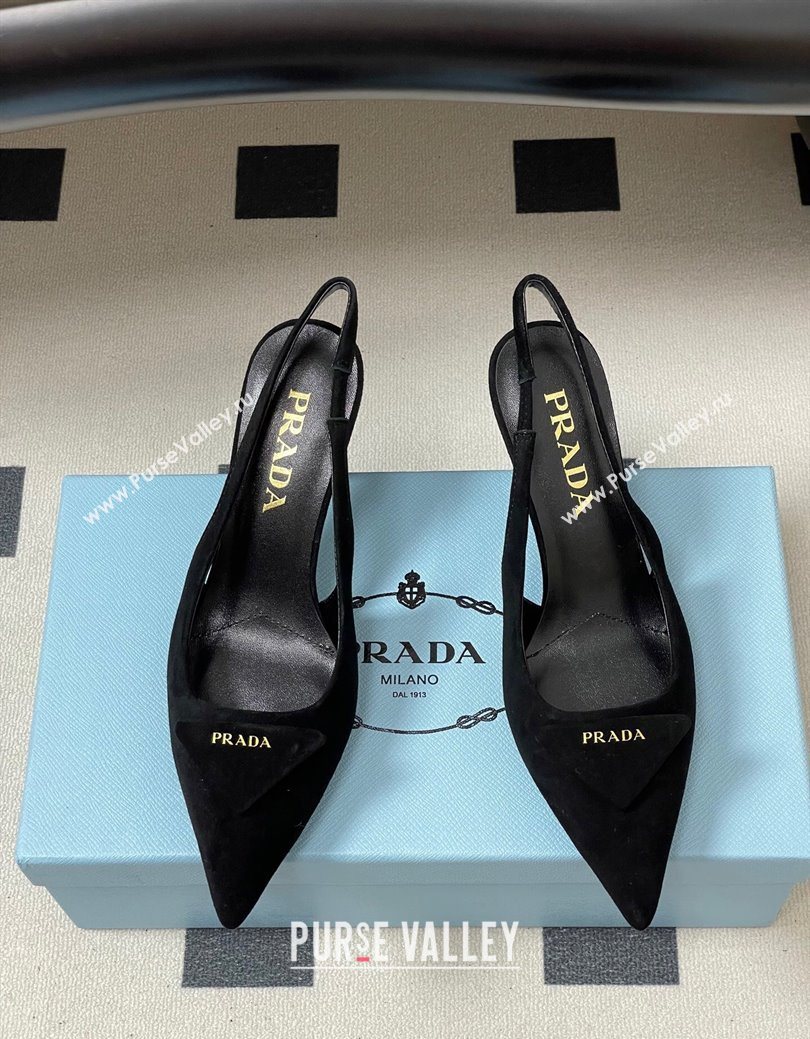 Prada Suede Slingback Pumps 7.5cm Black 2025 1I901M (MD-251027035)