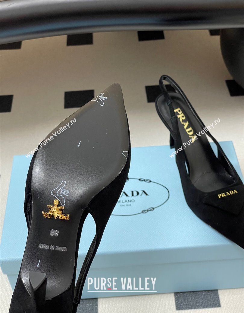 Prada Suede Slingback Pumps 7.5cm Black 2025 1I901M (MD-251027035)