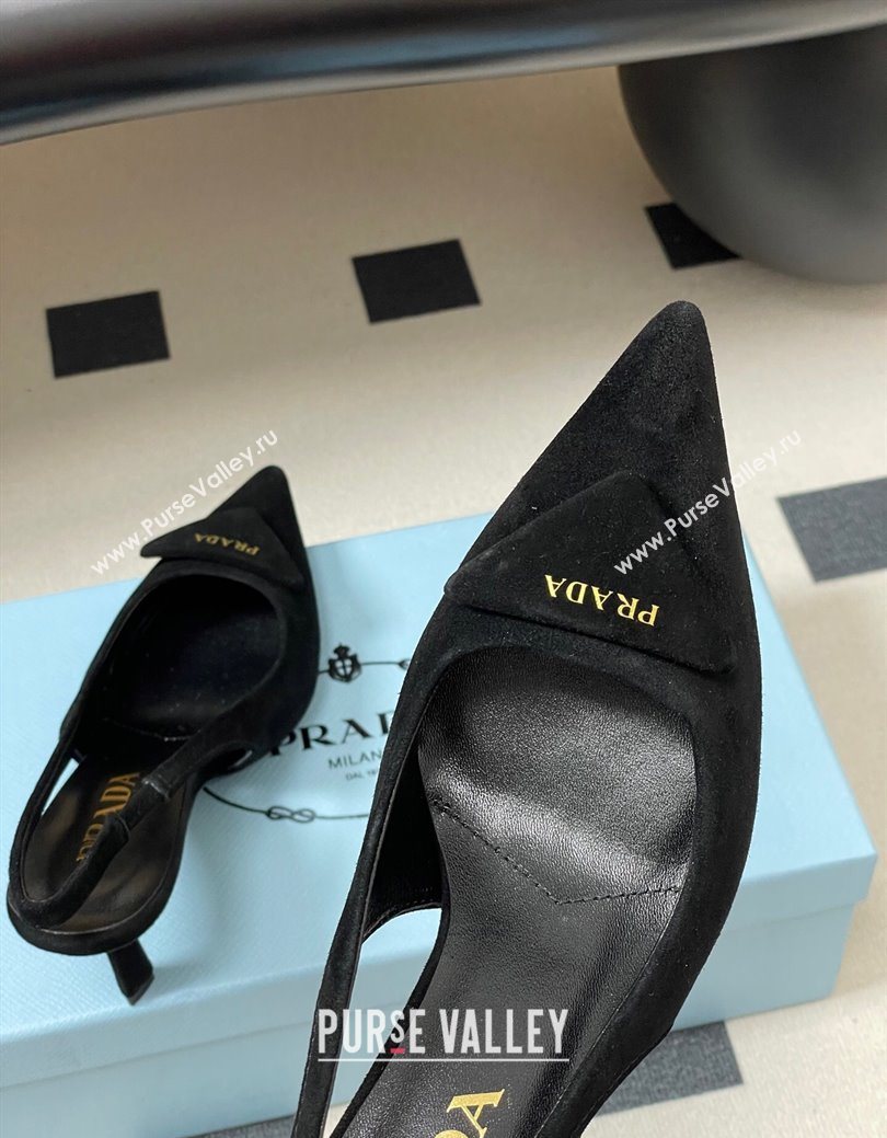 Prada Suede Slingback Pumps 7.5cm Black 2025 1I901M (MD-251027035)