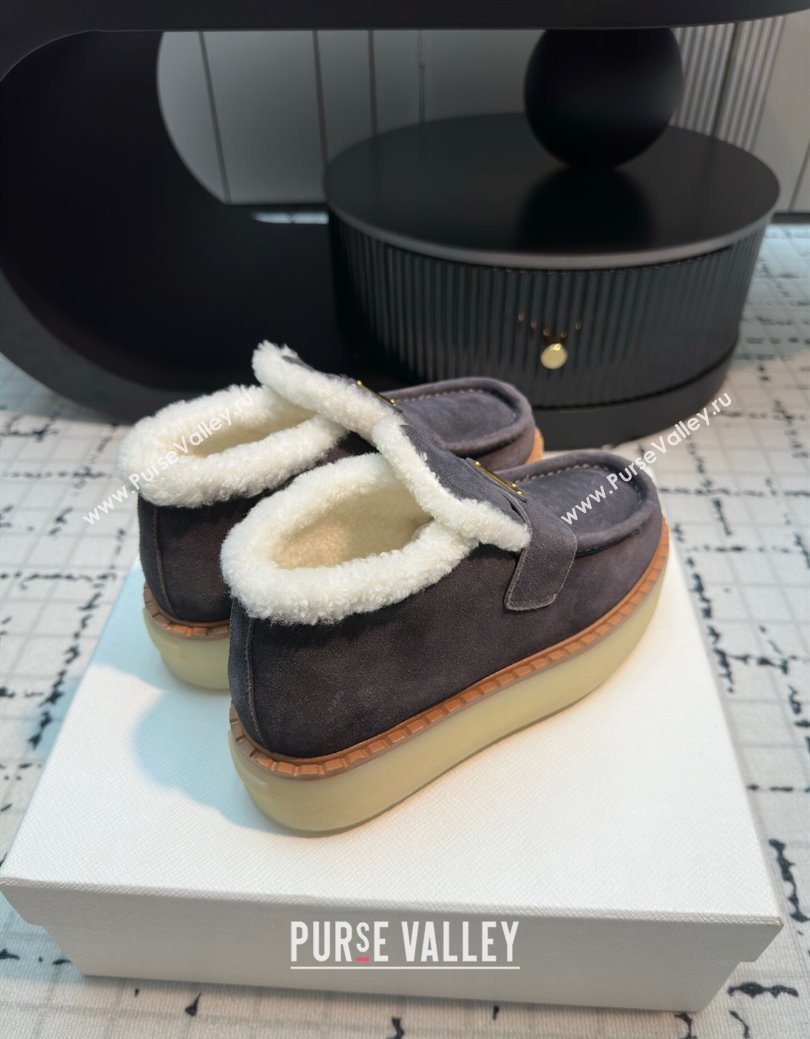 Prada Suede and Wool Platform Slip-on Ankle Boots 5cm Grey 2025 PR102706 (MD-251027086)