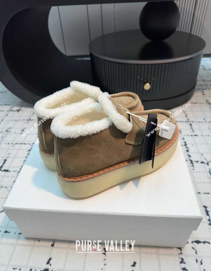 Prada Suede and Wool Platform Slip-on Ankle Boots 5cm Beige 2025 PR102706 (MD-251027087)