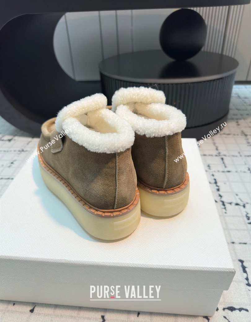 Prada Suede and Wool Platform Slip-on Ankle Boots 5cm Beige 2025 PR102706 (MD-251027087)