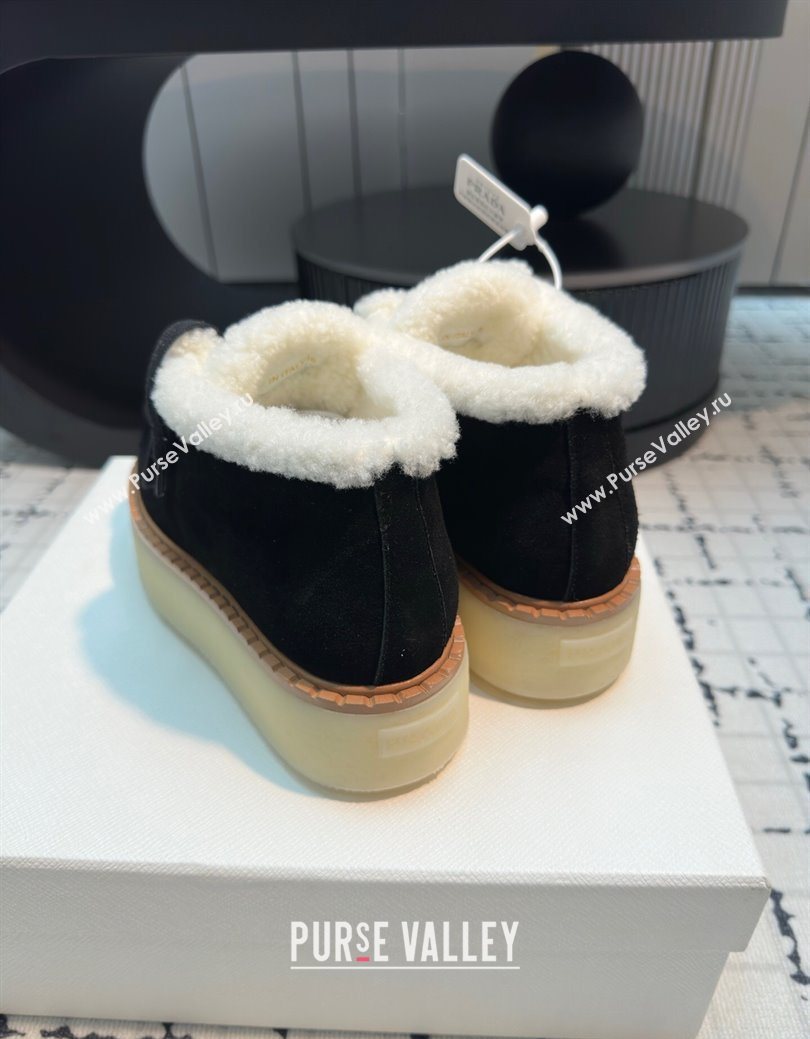 Prada Suede and Wool Platform Chukka Ankle Boots 5cm Black 2025 1T716N (MD-251027088)
