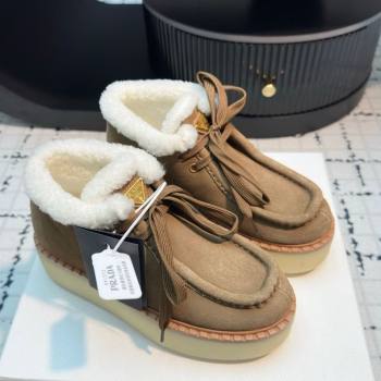 Prada Suede and Wool Platform Chukka Ankle Boots 5cm Brown2 2025 1T716N (MD-251027089)