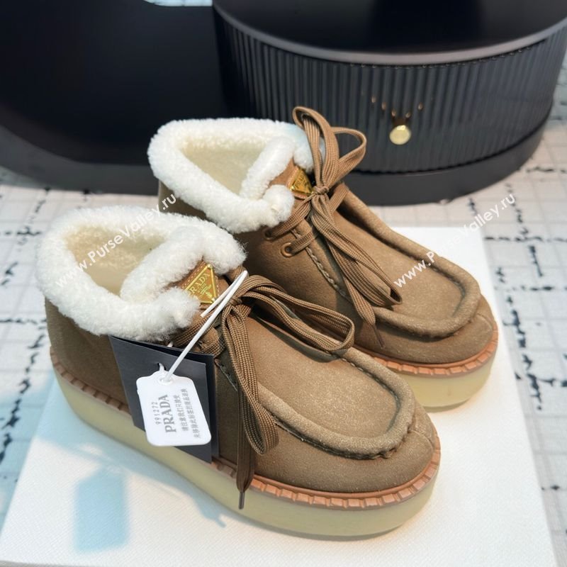 Prada Suede and Wool Platform Chukka Ankle Boots 5cm Brown2 2025 1T716N (MD-251027089)