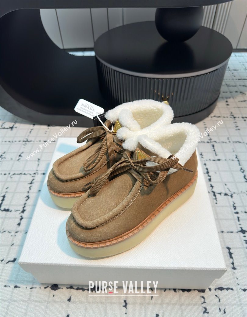 Prada Suede and Wool Platform Chukka Ankle Boots 5cm Brown2 2025 1T716N (MD-251027089)