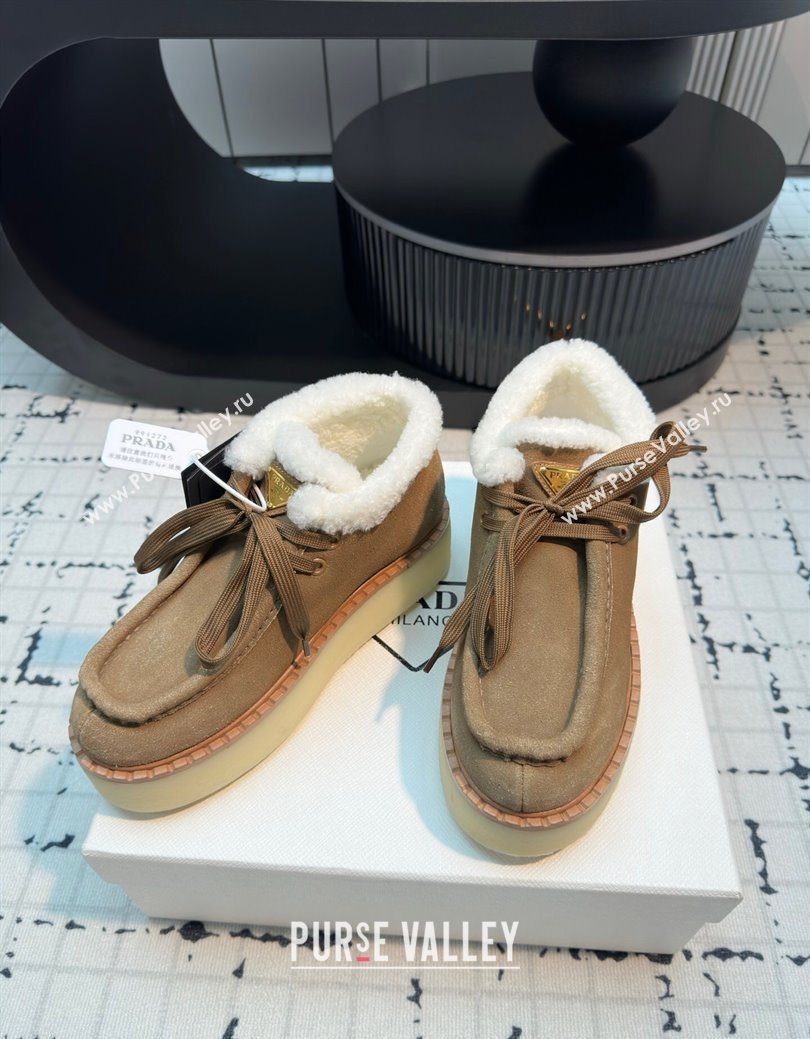 Prada Suede and Wool Platform Chukka Ankle Boots 5cm Brown2 2025 1T716N (MD-251027089)