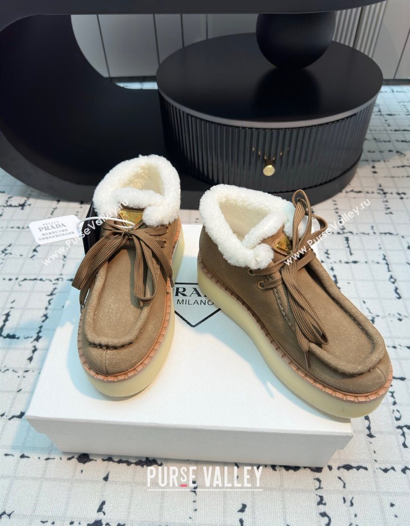Prada Suede and Wool Platform Chukka Ankle Boots 5cm Brown2 2025 1T716N (MD-251027089)