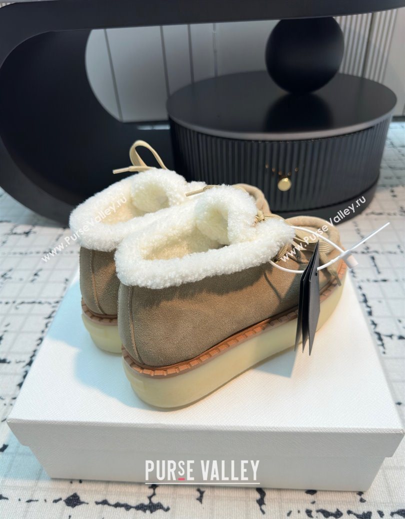 Prada Suede and Wool Platform Chukka Ankle Boots 5cm Beige 2025 1T716N (MD-251027090)