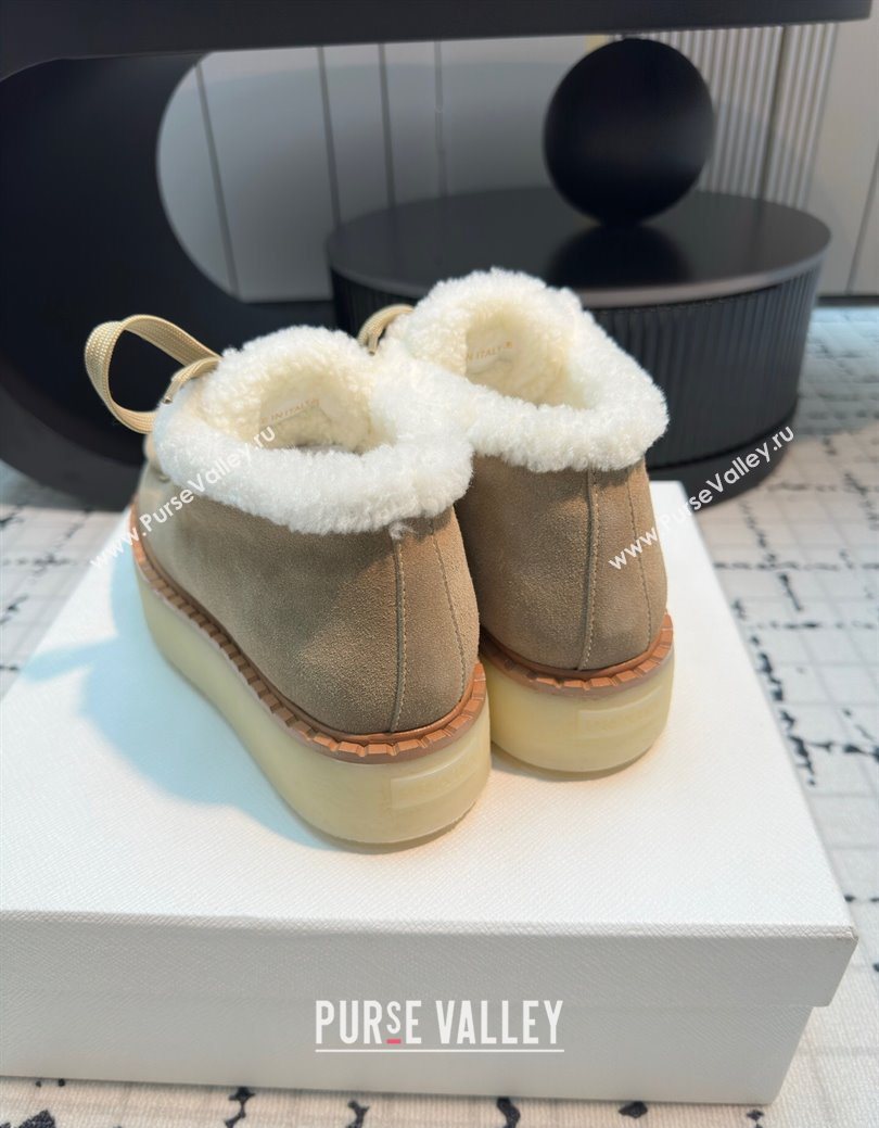 Prada Suede and Wool Platform Chukka Ankle Boots 5cm Beige 2025 1T716N (MD-251027090)