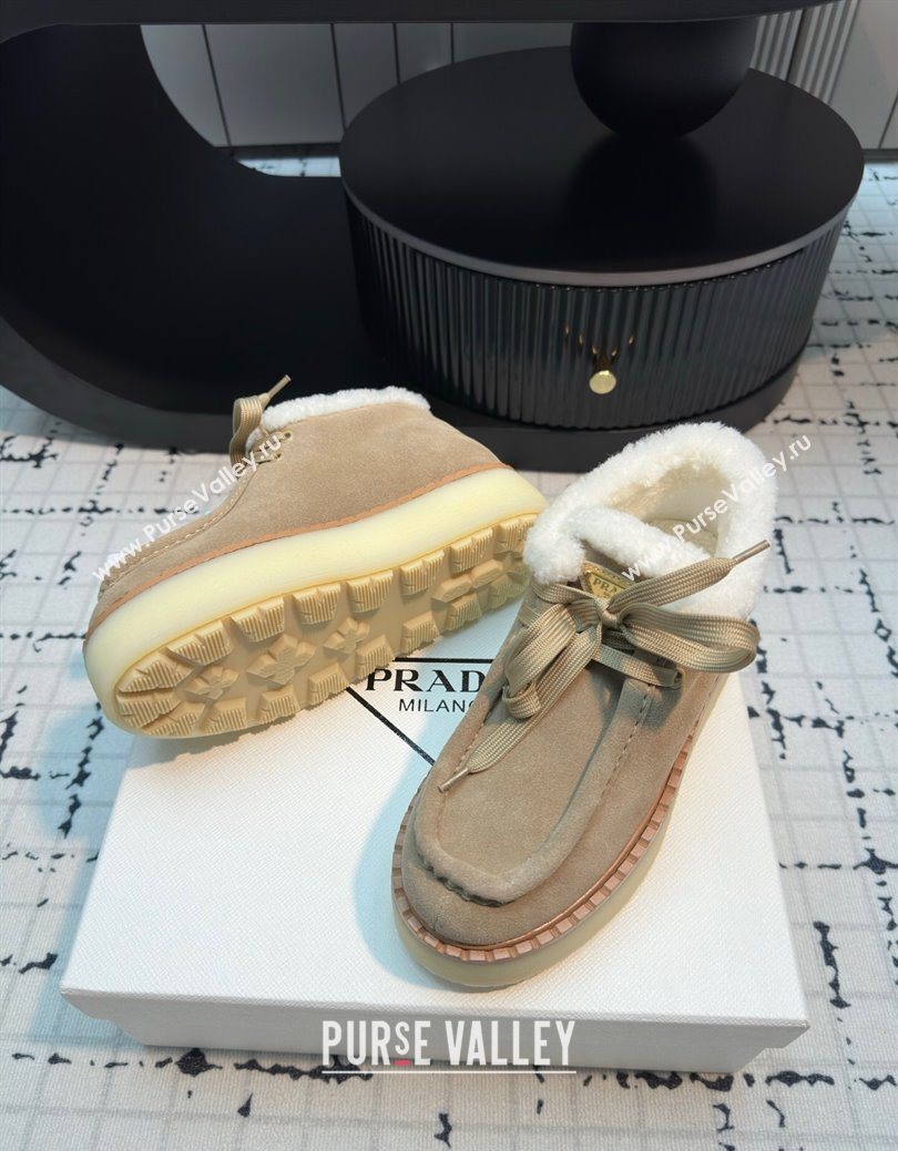 Prada Suede and Wool Platform Chukka Ankle Boots 5cm Beige 2025 1T716N (MD-251027090)