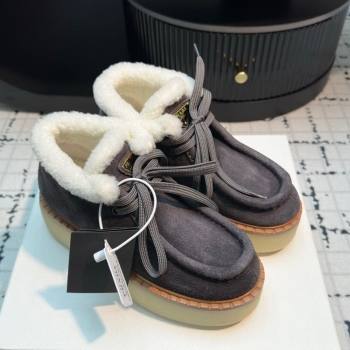 Prada Suede and Wool Platform Chukka Ankle Boots 5cm Grey 2025 1T716N (MD-251027091)