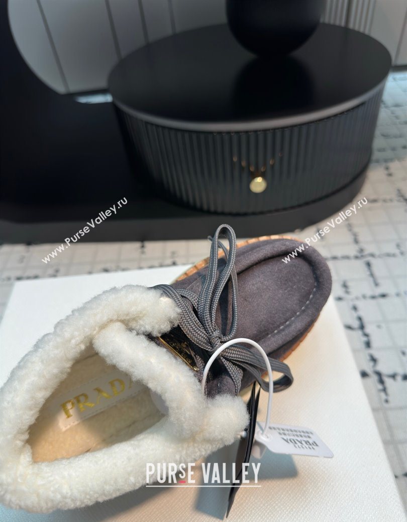Prada Suede and Wool Platform Chukka Ankle Boots 5cm Grey 2025 1T716N (MD-251027091)