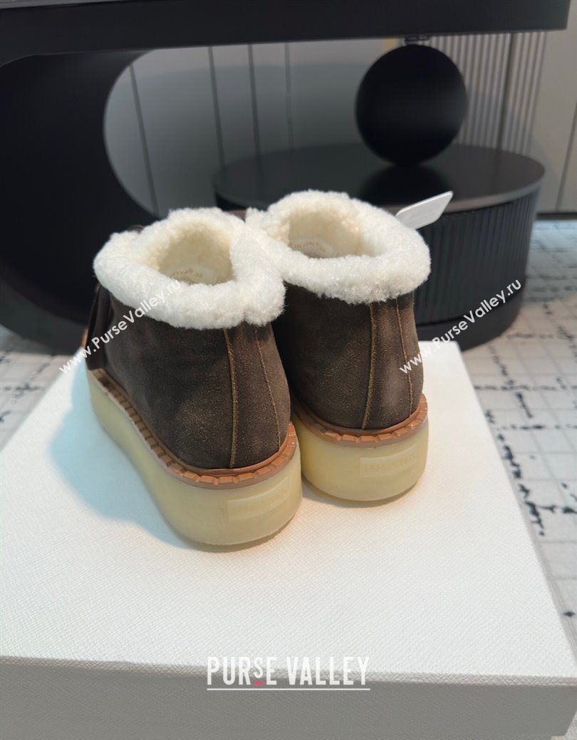 Prada Suede and Wool Platform Chukka Ankle Boots 5cm Dark Brown 2025 1T716N (MD-251027092)